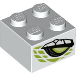 Brick 2 x 2 with Lime Eye on Both Sides, Dragon Scales print