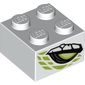 Brick 2 x 2 with Lime Eye on Both Sides, Dragon Scales print