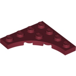 LEGO part 35044 Plate Special 4 x 4 with Curved Cutout in Dark Red