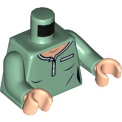 Torso Shirt with Pocket, White Collar, and Light Nougat Neck Print, Sand Green Arms, Light Nougat Hands