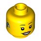 Minifig Head, Thin Eyebrows, Eyelashes, Smile, and Hearing Aid Print