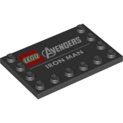 Plate Special 4 x 6 with Studs on 3 Edges with 'LEGO Avengers Iron Man' print