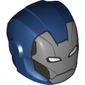 Helmet with Armor Plates and Ear Protectors with Silver Face and White Rectangular Eyes Print (Tazer)