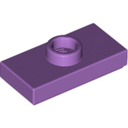 LEGO part 15573 Plate Special 1 x 2 with 1 Stud with Groove and Inside Stud Holder (Jumper) in Medium Lavender