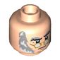 Minifig Head Ebenezer Scrooge, Gold Glasses, Gray and White Sideburns, Stern Print