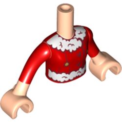 LEGO part 35677 Minidoll Torso with White Fur, Red Christmas Coat in Bright Red/ Red