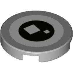 Tile Round 2 x 2 with White and Black Circle, 2 White Squares (Brickheadz Eye) print