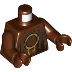 Torso Robe with Dark Brown Shading and Gold Ring Print, Reddish Brown Arms and Hands