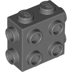 LEGO part 67329 Brick Special 1 x 2 x 1 2/3 with Eight Studs on 3 Sides in Dark Stone Grey / Dark Bluish Gray