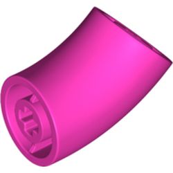 LEGO part  Brick Round 1 x 1 diameter Tube with 45 Degree Elbow(2 x 2 x 1) and Axle Holes(Crossholes) at each end in Bright Purple/ Dark Pink