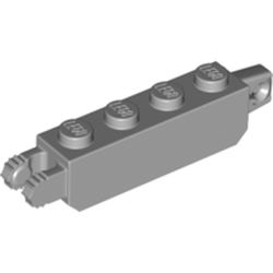LEGO part 54661 Hinge Brick 1 x 4 Locking with 1 Finger Vertical End and 2 Fingers Vertical End with 7 Teeth in Medium Stone Grey/ Light Bluish Gray