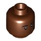 Minifig Head Kingsley Shacklebolt, Dark Brown Contours, Grin