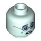 Minifig Head Moaning Myrtle, Silver Glasses, Dark Blue Eyebrows, Bright Light Blue Eye Shadow, Angry / Sad with Tear Print