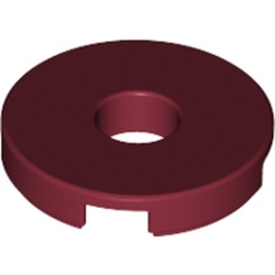 LEGO part 15535 Tile 2 x 2 Round with Hole in Dark Red