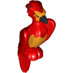 LEGO part  Animal, Bird, Phoenix with Bright Light Orange Chest and Face, Black Beak in Bright Red/ Red
