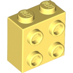 LEGO part  Brick Special 1 x 2 x 1 2/3 with four studs on one side in Cool Yellow/ Bright Light Yellow