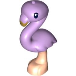 LEGO part 69527 Animal, Bird, Flamingo with Light Flesh Leg, Black Eye and Olive Green Beak in Lavender