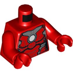 Torso Armor with Siler Plates and White Circle (Arc Reactor) Print (Iron Man), Red Arms and Hands