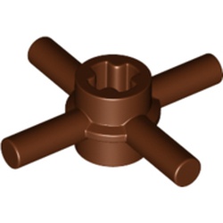 LEGO part 68888 Technic Axle Connector Hub with 4 Bars at 90°, Reinforced Axle Hole in Reddish Brown