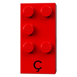 Braille Brick 2 x 4 with 5 Studs ⠯ and 'Ç' print