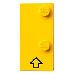 Braille Brick 2 x 4 with 2 Studs ⠨ and Black Arrow Up print