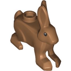 LEGO part 69599 Animal, Rabbit / Hare, with Black Eyes with White Pupil Print in Medium Nougat