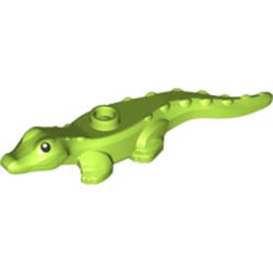 LEGO part 78532pr0002 Animal, Alligator / Crocodile Baby with Black Eyes print in Bright Yellowish Green/ Lime