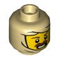 Minifig Head, Balaclava, Yellow Face, Brown Moustache Print