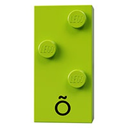 Braille Brick 2 x 4 with 3 Studs ⠪ and 'Õ' print