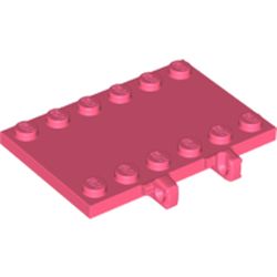 LEGO part 65133 Hinge Plate 4 x 6 with Two 1 x 4 Studs and Recessed 2 x 4 Middle in Vibrant Coral/ Coral