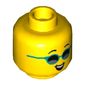Minifig Head, Thin Eyebrows, Smile, Dark Turquoise Sunglasses / Eyelashes Print