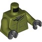 Torso Coat with Pockets and Open Collar Print, Olive Green Arms, Black Hands
