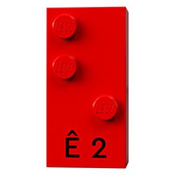Braille Brick 2 x 4 with 3 Studs ⠣ and 'Ê 2' Print