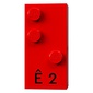Braille Brick 2 x 4 with 3 Studs ⠣ and 'Ê 2' Print