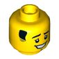 Minifig Head Tippy, Black Sideburns, Large Smile, Chin Dimple Print