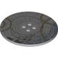 Plate Special Round 8 x 8 with 2 x 2 Center Studs with Dark Bluish Grey/Yellow Circles, Lines, Medium Azure Spots print