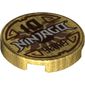 Tile Round 2 x 2 with Bottom Stud Holder with 'Ninjago 10 Years' Print
