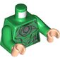 Torso Armor, Dark Bluish Gray Detailing, and Chest Circle and Swirl Print, Green Arms, Light Nougat Hands