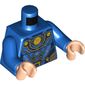 Torso Armor, Dark Blue Panels, Ornate Gold Trim Print, Blue Arms, Light Nougat Hands
