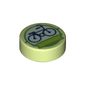 Tile Round 1 x 1 with Bicycle In Green Circle print