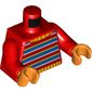 Torso Sweater with Yellow Collar, Blue, White, and Yellow Stripes Print (Ernie), Red Arms, Orange Hands