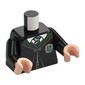 Torso Robe Clasped with Dark Green Trim and Slytherin Crest over Sweater, Dark Green Striped Tie Print, Black Arms, Light Nougat Hands