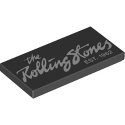 LEGO part 87079pr0284 Tile 2 x 4 with 'The Rolling Stones' print in Black