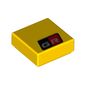Tile 1 x 1 with Red/Black Square, 'GR' print
