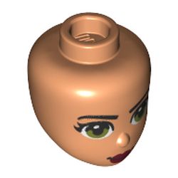 LEGO part  Minidoll Head with Olive Green Eyes, Dark Red Lips in Nougat