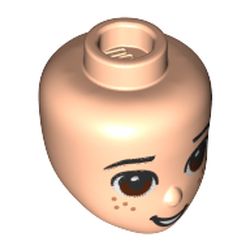 LEGO part 72441 Minidoll Head Reddish Brown Eyes, Freckles, Open Mouth in Light Nougat