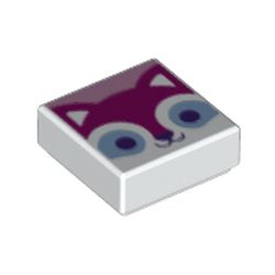 LEGO part 73002 Tile 1 x 1 with Magenta Fox print in White