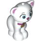 Animal, Cat, Sitting with Dark Pink Ears, Nose, Collar with Gold Hanger Blue Eyes Print