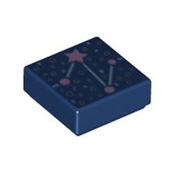 LEGO part 73030 Tile 1 x 1 with Constellation, Lavender Stars print in Earth Blue/ Dark Blue