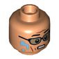 Minifig Head Ian Malcolm, Glasses, Water Drops, Scared, Clenched Teeth / Open Teeth Print